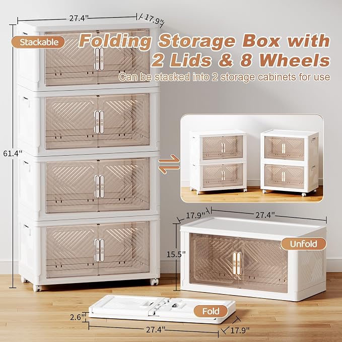 Storage Bins with Lid 120QT, Stackable Storage Containers with Wheels and - Image 4