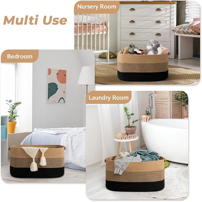 danpinera Large Blanket Basket for Living Room, 72 L Rectangle Toy Storage - Image 8
