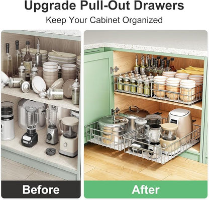 Stainless Steel Pull Out Cabinet Organizer-1 Pack, Minimalist Design Frame - Image 9