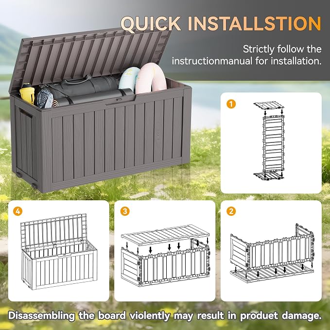 Outdoor Storage Box, Resin Deck Boxes Outdoor Waterproof - Image 4