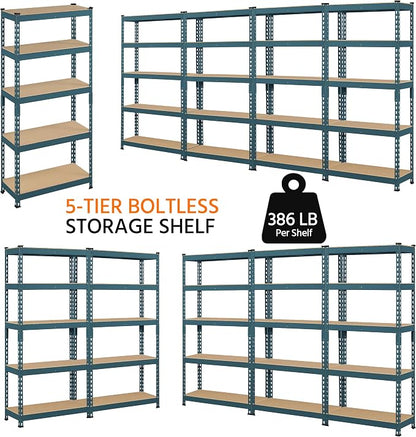 Topeakmart 5-Tier Utility Shelves, Metal Storage Shelves, Adjustable Shelving - Image 9