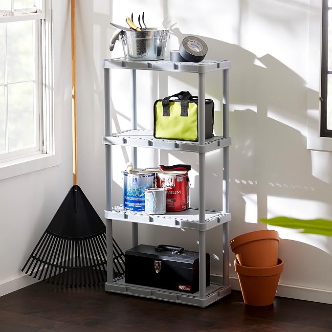 Gracious Living 2 Pack Light Duty Storage Shelves, Knect-A-Shelf 4-Shelf Solid - Image 7