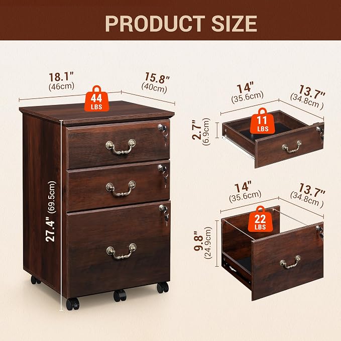 DEVAISE 3 Drawer File Cabinet - Image 3