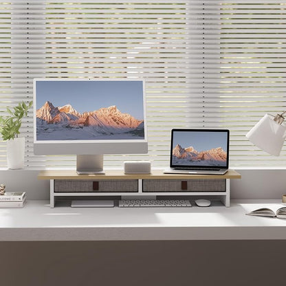 Fenge Monitor Stand with Drawer, 2 Tiers Dual Monitor Riser - Image 8