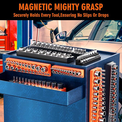 Magnetic Socket Organizer Holder Set – 8-Piece Tool Organizers Including 1/4" - Image 2