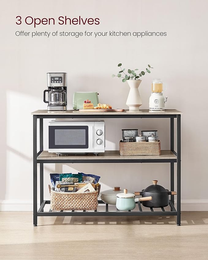 VASAGLE Kitchen Island with 3 Shelves, 47.2 Inches Width Kitchen Shelf with - Image 4