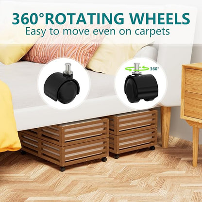 Wisuce 2 Packs Bamboo Under Bed Storage Organizer - Image 7