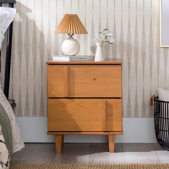 Walker Edison Sprague Contemporary Detailed Drawer Solid Wood Nightstand - Image 2