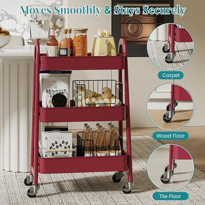 NEWBULIG 3-Tier Metal Rolling Cart - Image 6