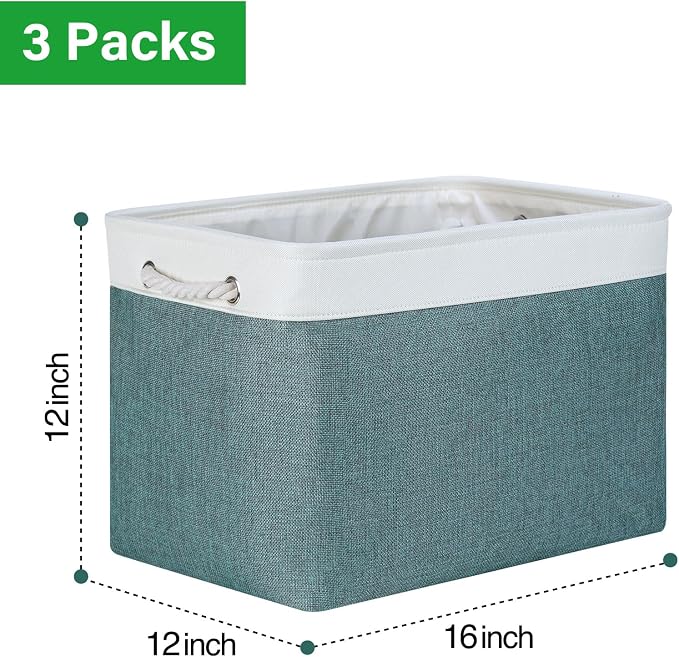 Bidtakay Large Storage Baskets for Shelves 3 Pack Fabric Storage Bins for - Image 7