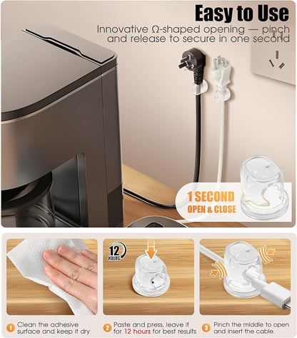 8 Pack Cord Organizer, Ω-Shaped Rotatable Cable Clips, Strong Adhesive Cable - Image 3