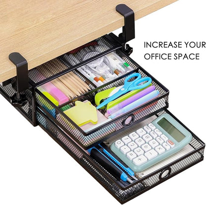 2-Tier Clamp-On Mesh Organizer, Under Desk Storage - Image 4