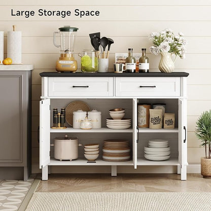 48 Inches Buffet Cabinet with Storage, Farmhouse Sideboard Buffet w/2 Drawers - Image 4