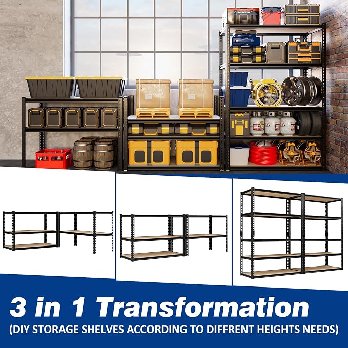 2025LBS Storage Shelves Heavy Duty 5 Tier Garage Storage Shelves, Adjustable - Image 7