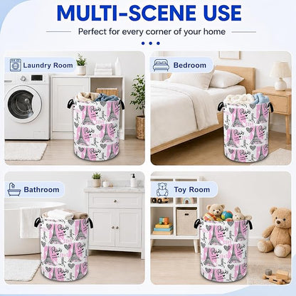 Paris Eiffel Tower Laundry Basket, Waterproof Collapsible Storage Bin - Image 7