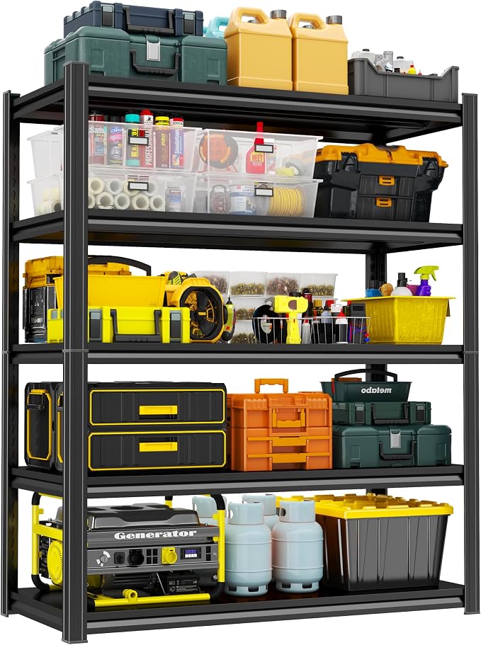 Storage Shelves, Garage Metal Shelving Unit, Adjustable, Double-Layer Column by Beaunatixx