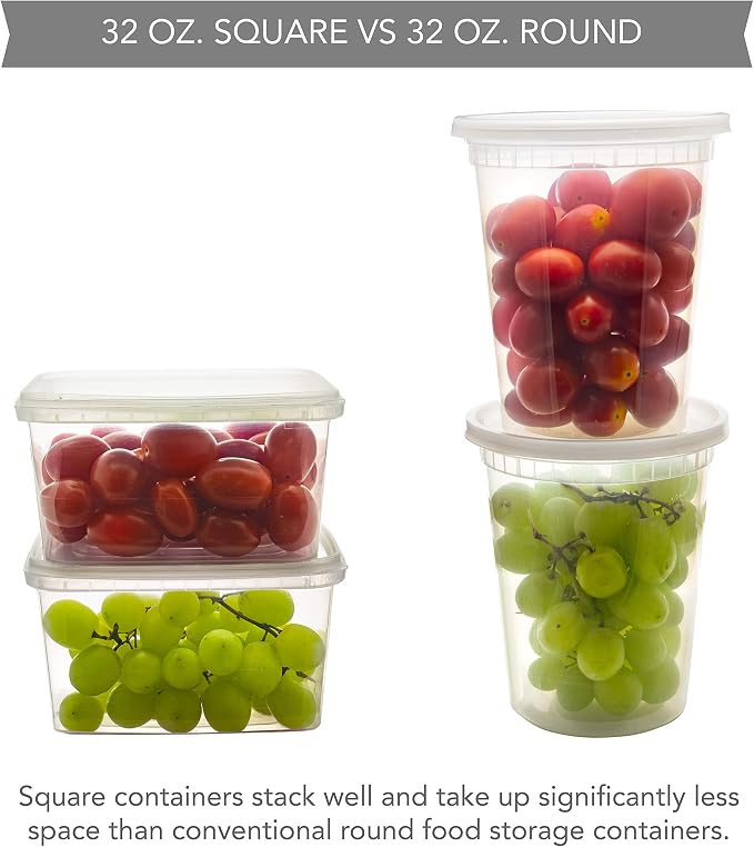 NYHI 32 oz 20 Pack Square Clear Deli Containers - Image 2