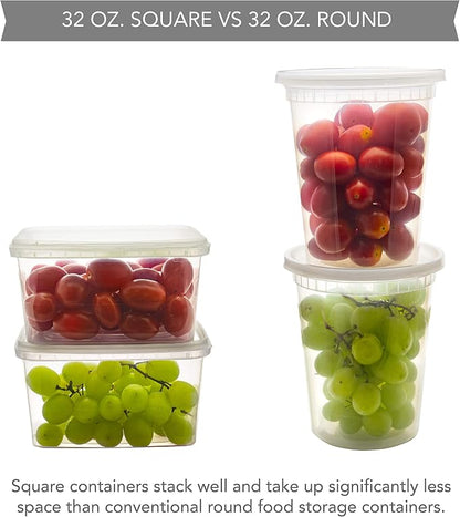 NYHI 32 oz 20 Pack Square Clear Deli Containers - Image 2
