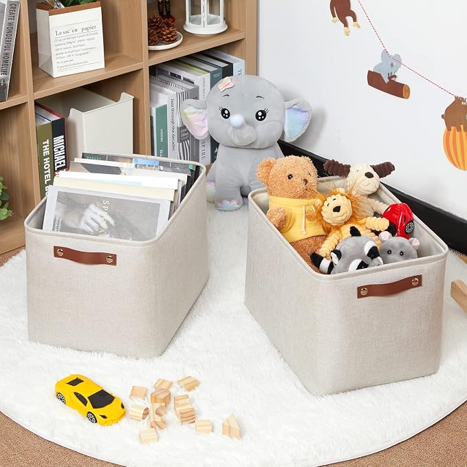 HNZIGE Large Canvas Baskets 16"×11.8"×11.8" Decorative Storage Bins - Image 4