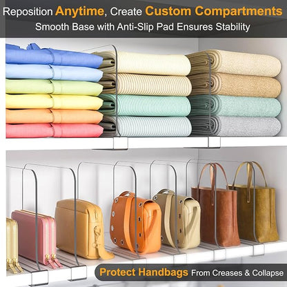 OKPOW Shelf Dividers for Closet Organization: 4 Pack 8" Tall X 12" Deep Acrylic - Image 2