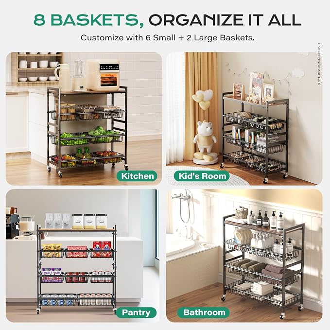 Cinati 4-Tier Utility Kitchen Cart - Image 6