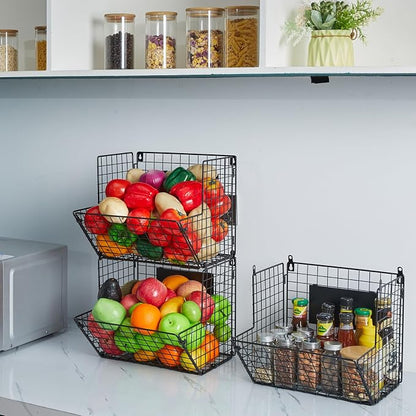 X-cosrack Metal Wire Basket Wall Mount, 3 Tier Wall Storage Basket Organizer - Image 6