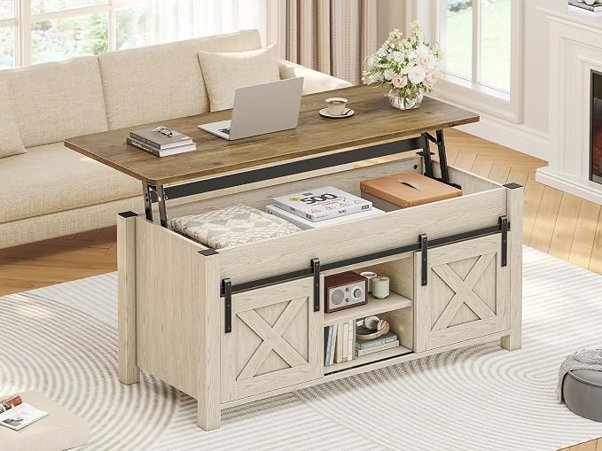 SEDETA Lift Top Coffee Table, Farmhouse Lift Tabletop Dining Table, Gas Spring by SEDETA