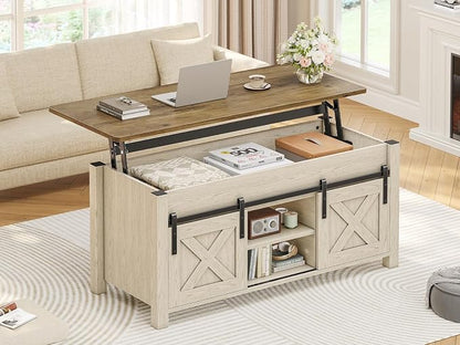 SEDETA Lift Top Coffee Table, Farmhouse Lift Tabletop Dining Table, Gas Spring by SEDETA