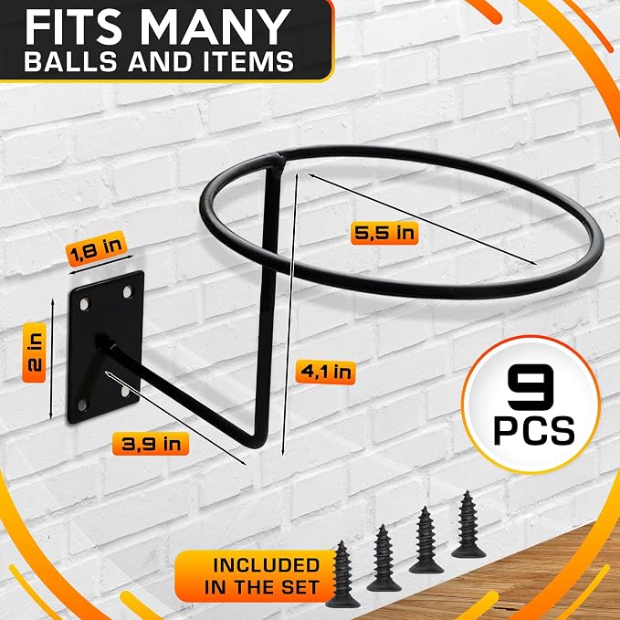 9 Pcs Basketball Holder Wall Mount - Image 2