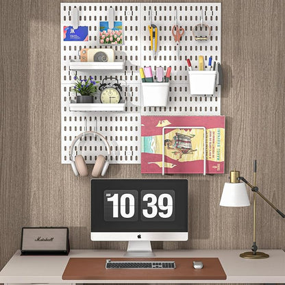 AKTOP Peg Board Wall Organizer 4-Pack – 12"x12" White Pegboard Combination Kit - Image 8