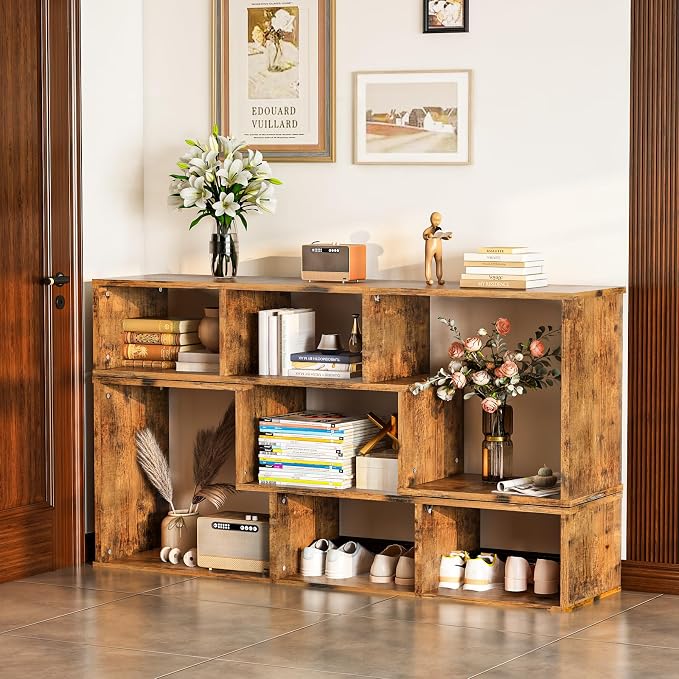 Recaceik Cube Bookshelf 2 Shelf Bookcase L-Shaped TV Console Stand Modern - Image 3