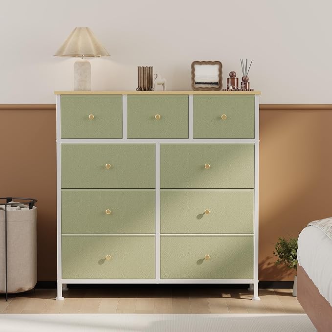 DUMOS 9 Drawer Dresser for Bedroom, Storage Organizer Chest of Drawers | Fabric - Image 7
