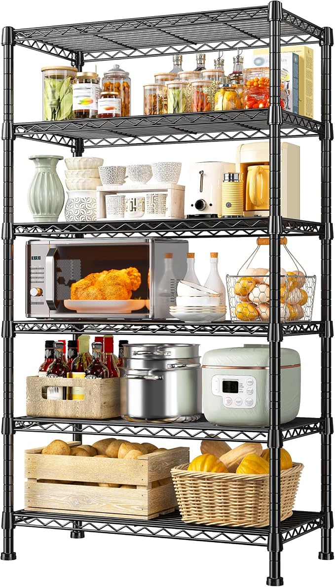 REIBII 6-Tier Storage Shelves Metal Shelving by REIBII