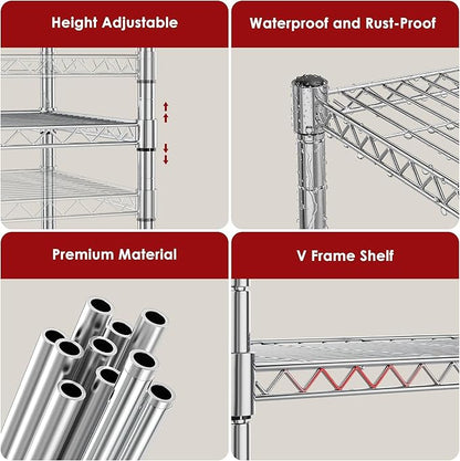Heavy Duty 3-Shelf Shelving Unit, 24.02" W x 13.78" D x 21.97" H Chrome Steel - Image 6