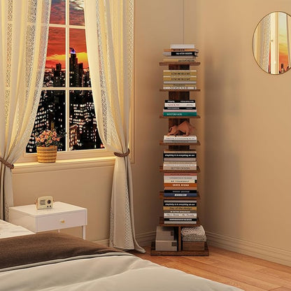 TUTOTAK Book Shelf, Narrow Spine Bookshelf, 8-Tier Bookcase - Image 4