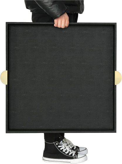 HofferRuffer Extra Large Square Serving Tray, Elegant Faux Leather Ottoman Tray - Image 5
