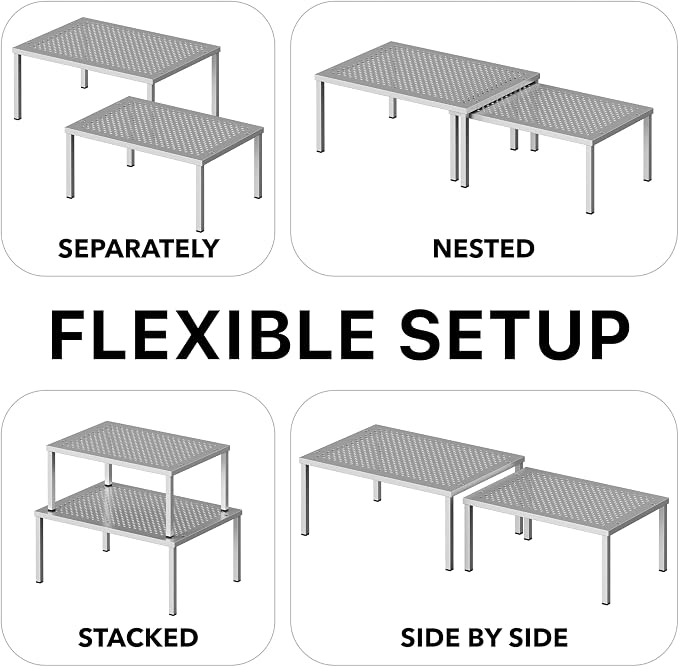 Simple Houseware Cabinet Counter Shelf Organizer w/Steel Surface - Image 6
