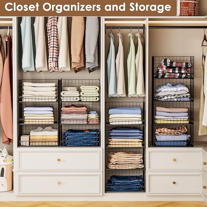 4-Tier Stackable Closet Organizers and Storage Shelves, Clothes Shelf Organizer - Image 5