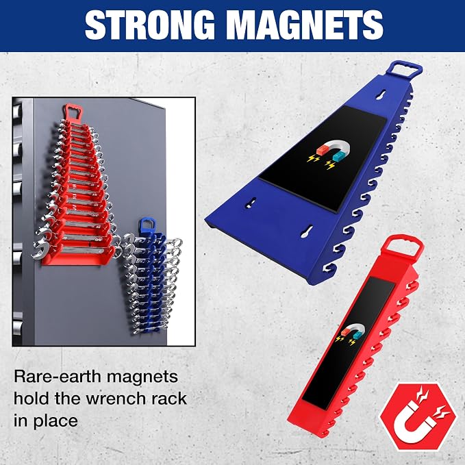 WORKPRO 4-PACK Magnetic Wrench Organizer, Flexible Gripping Teeth and Carrying - Image 3