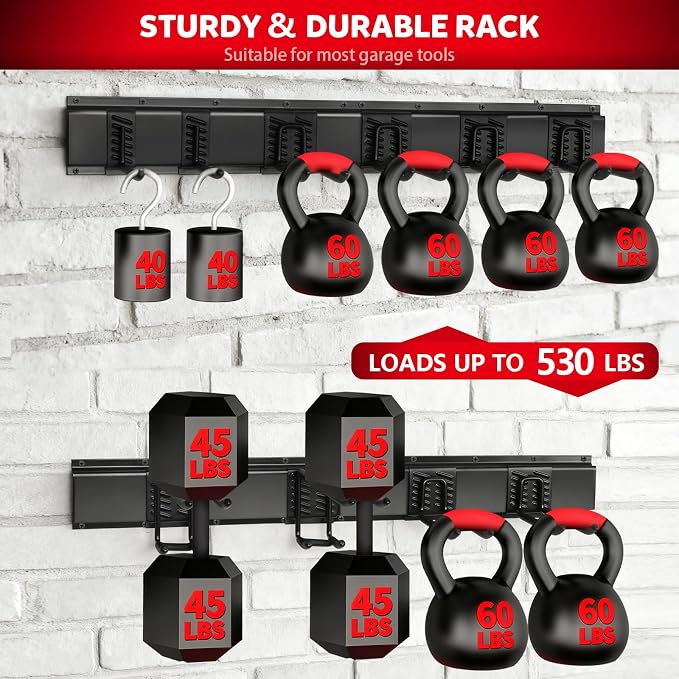 64 Inches Garage Tool Organizer Wall Mount, Tool Storage Rack Wall Mount - Image 4