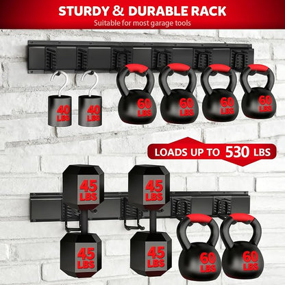 64 Inches Garage Tool Organizer Wall Mount, Tool Storage Rack Wall Mount - Image 4