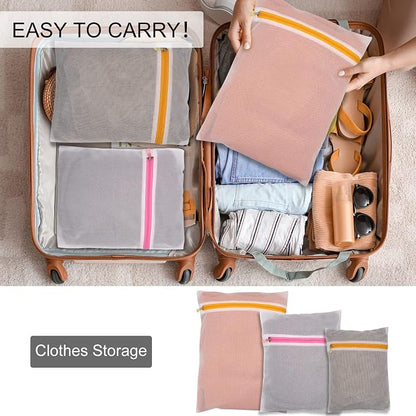 Mesh Laundry Bags 3-Pack Laundry Wash Bag Colorful Zipper - Image 7