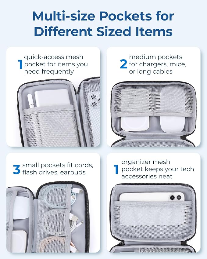 BAGSMART Electronics Organizer Travel Case, Cable Charger Cord Tech Organizer - Image 4
