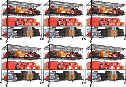 PrimeZone 6 Packs 55.5" W x 24" D x 80" H Heavy Duty Wire Storage Shelves by PrimeZone