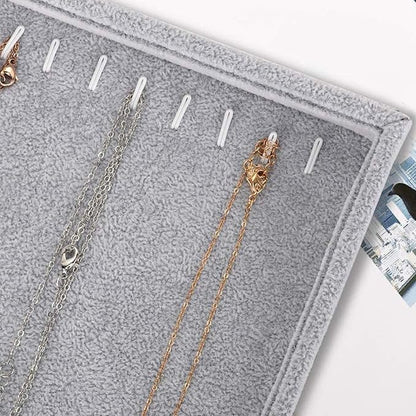 Gray Velvet Stackable 20 Hooks Necklace Jewelry Tray Showcase Display Organizer - Image 4