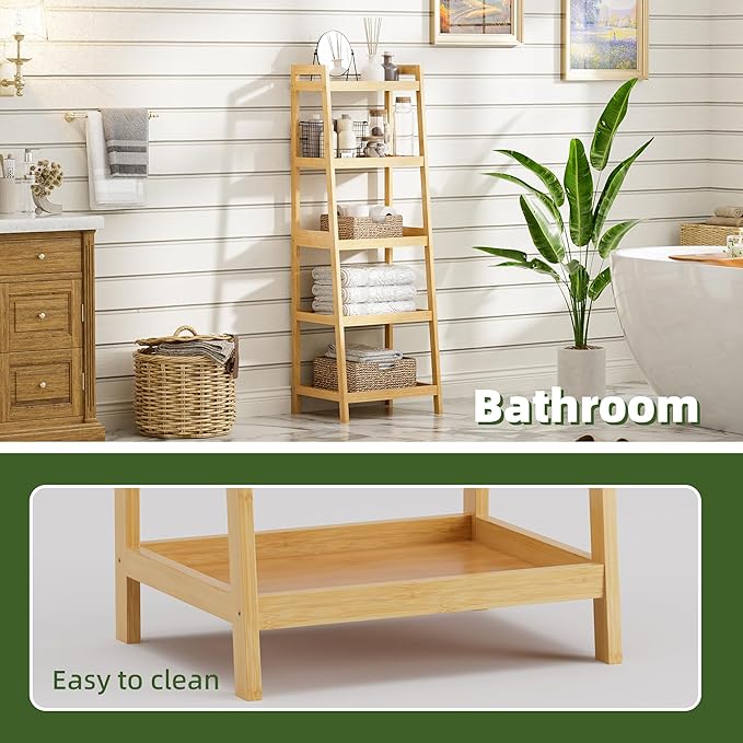 Bookshelf, 5 Tier Ladder Bookcase - Image 6