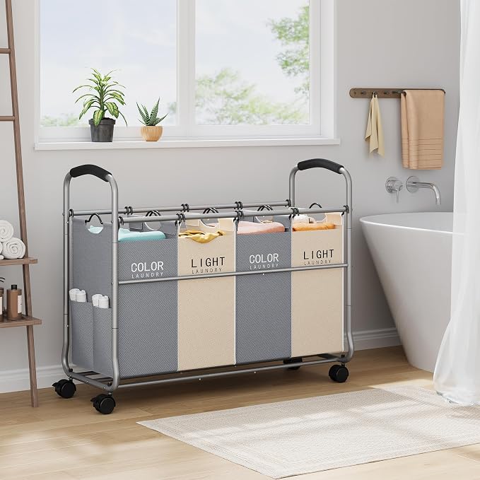 Tajsoon Laundry Sorter 4 Sections, Laundry Separator Hamper - Image 6