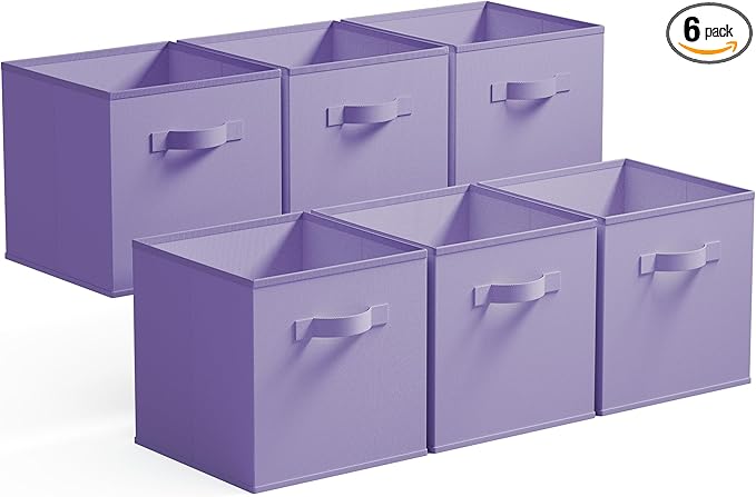 GRANNY SAYS 11 Inch Cube Storage Bins, Lavender Purple, Sturdy Handles by GRANNYSAYS