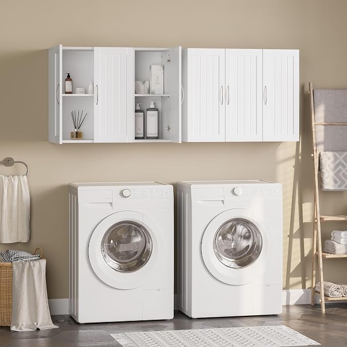 Yaheetech 3-Door Wall Mounted Bathroom Storage Cabinet, Laundry Room, a Roomy - Image 9