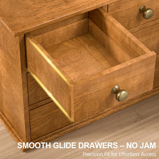 Oak Desk Organizer with Drawers, Durable Wooden Desktop Storage Box | 4 Drawer - Image 6
